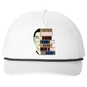 RBG Never Underestimate Power of Girl With Book Snapback Five-Panel Rope Hat