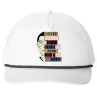 RBG Never Underestimate Power of Girl With Book Snapback Five-Panel Rope Hat