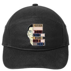 RBG Never Underestimate Power of Girl With Book 7-Panel Snapback Hat