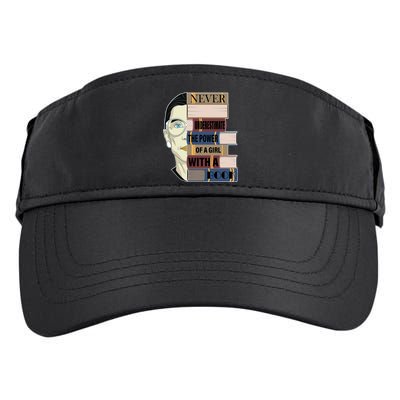 RBG Never Underestimate Power of Girl With Book Adult Drive Performance Visor