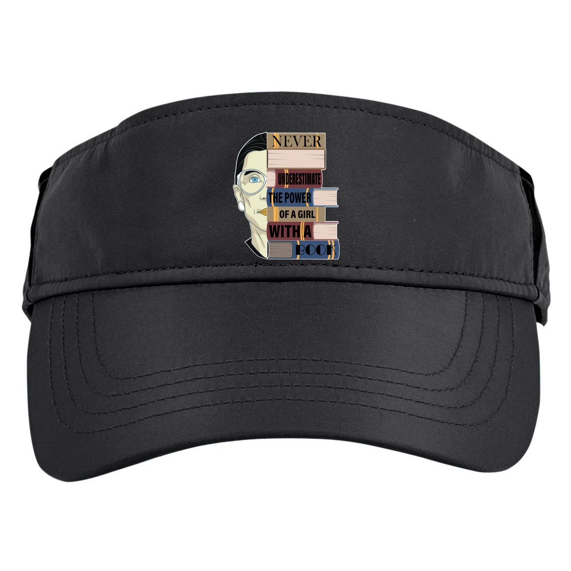 RBG Never Underestimate Power of Girl With Book Adult Drive Performance Visor