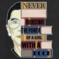 RBG Never Underestimate Power of Girl With Book Adult Drive Performance Visor