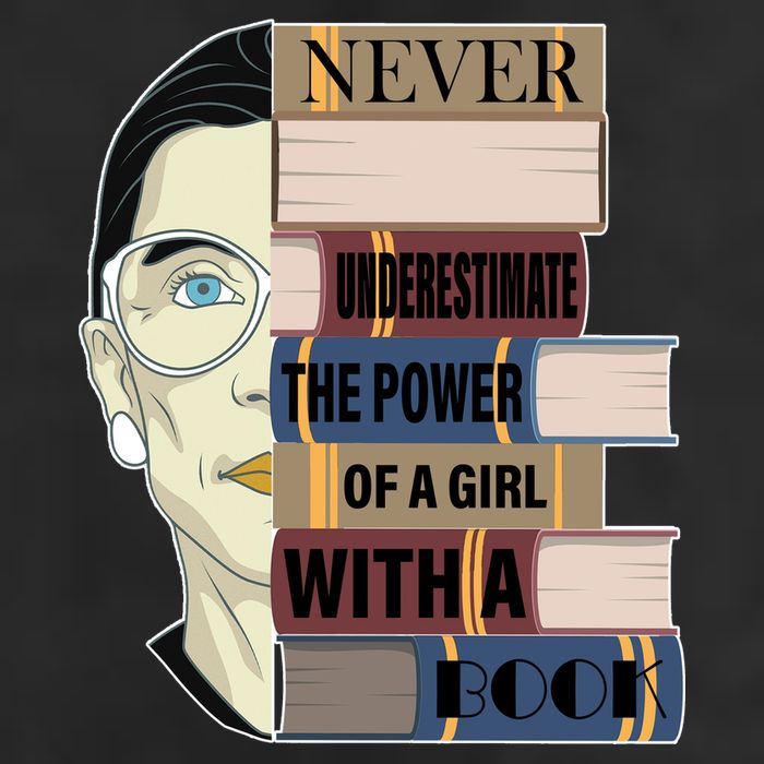 RBG Never Underestimate Power of Girl With Book Adult Drive Performance Visor
