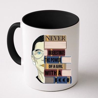 RBG Never Underestimate Power of Girl With Book Mug