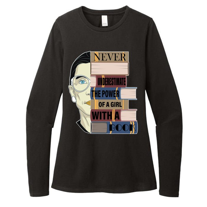 RBG Never Underestimate Power of Girl With Book Womens CVC Long Sleeve Shirt