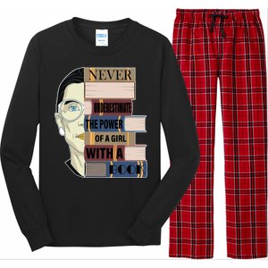 RBG Never Underestimate Power of Girl With Book Long Sleeve Pajama Set