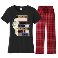 RBG Never Underestimate Power of Girl With Book Women's Flannel Pajama Set