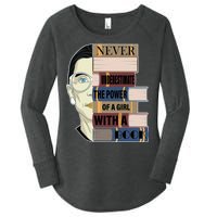 RBG Never Underestimate Power of Girl With Book Women's Perfect Tri Tunic Long Sleeve Shirt