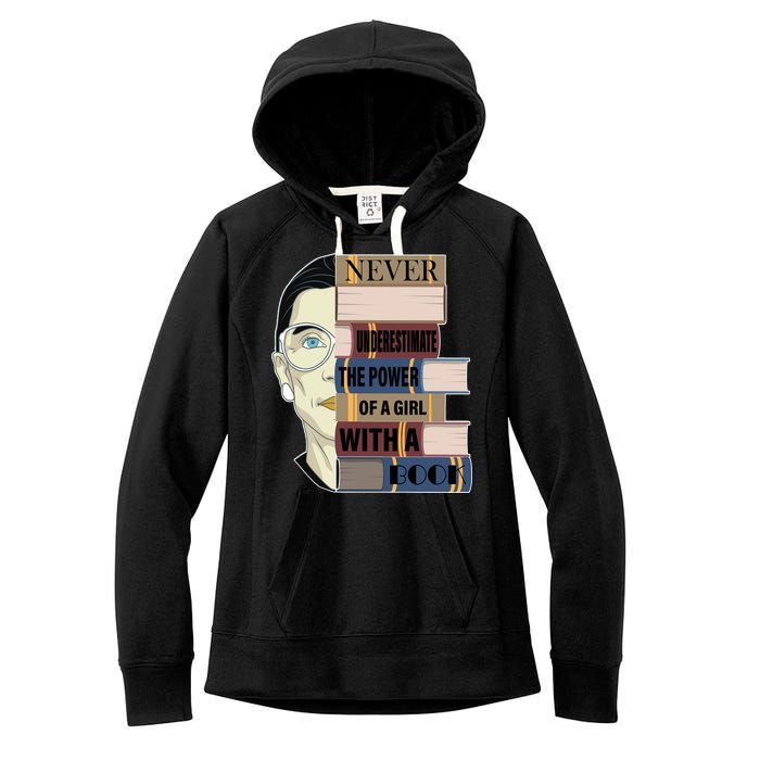 RBG Never Underestimate Power of Girl With Book Women's Fleece Hoodie