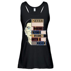 RBG Never Underestimate Power of Girl With Book Ladies Essential Flowy Tank