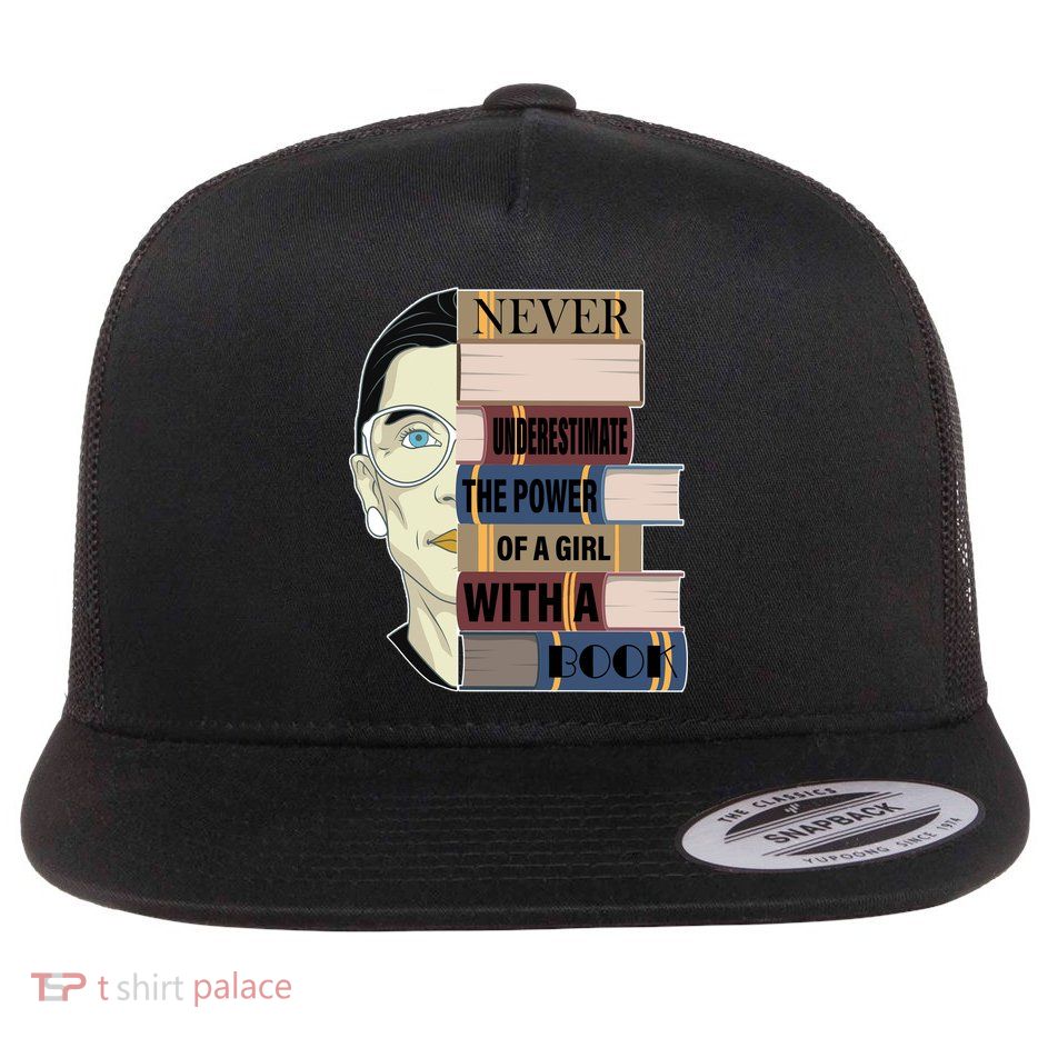 RBG Never Underestimate Power of Girl With Book Flatbill Hat