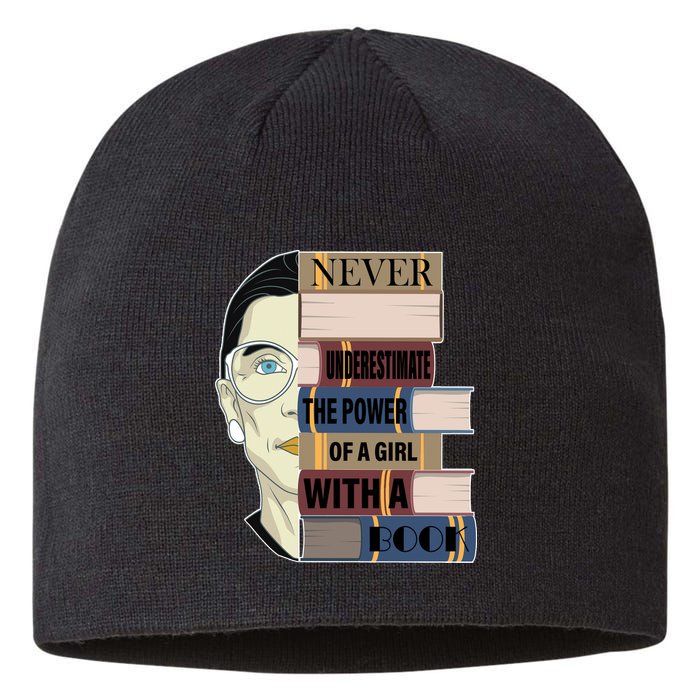 RBG Never Underestimate Power of Girl With Book Sustainable Beanie