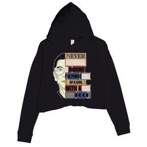 RBG Never Underestimate Power of Girl With Book Crop Fleece Hoodie