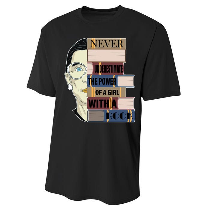 RBG Never Underestimate Power of Girl With Book Performance Sprint T-Shirt