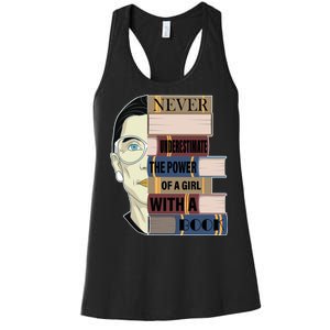 RBG Never Underestimate Power of Girl With Book Women's Racerback Tank