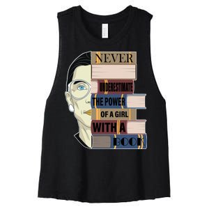 RBG Never Underestimate Power of Girl With Book Women's Racerback Cropped Tank