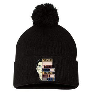 RBG Never Underestimate Power of Girl With Book Pom Pom 12in Knit Beanie