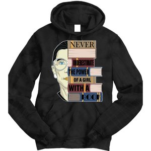 RBG Never Underestimate Power of Girl With Book Tie Dye Hoodie