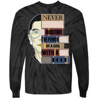 RBG Never Underestimate Power of Girl With Book Tie-Dye Long Sleeve Shirt