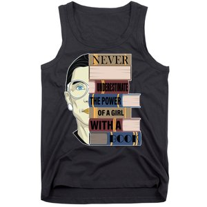 RBG Never Underestimate Power of Girl With Book Tank Top