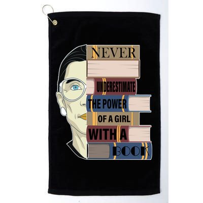 RBG Never Underestimate Power of Girl With Book Golf Towel