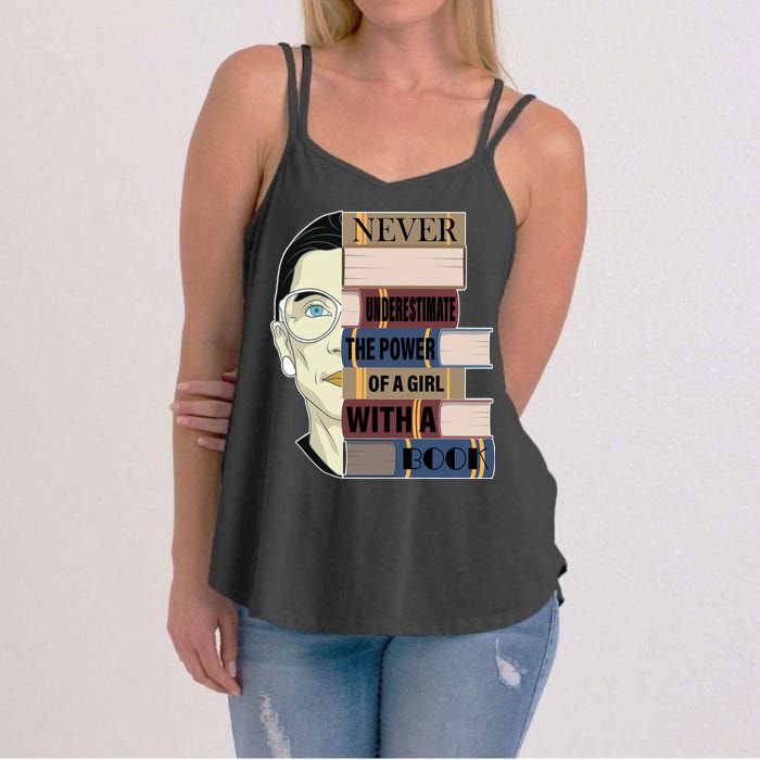 RBG Never Underestimate Power of Girl With Book Women's Strappy Tank