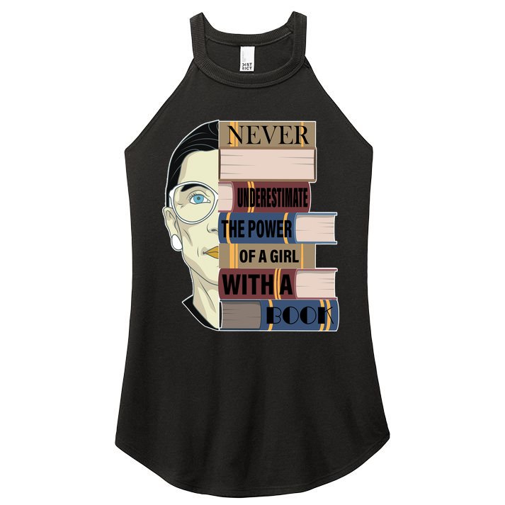 RBG Never Underestimate Power of Girl With Book Women's Perfect Tri Rocker Tank