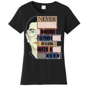 RBG Never Underestimate Power of Girl With Book Women's T-Shirt