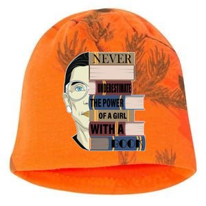 RBG Never Underestimate Power of Girl With Book Kati - Camo Knit Beanie