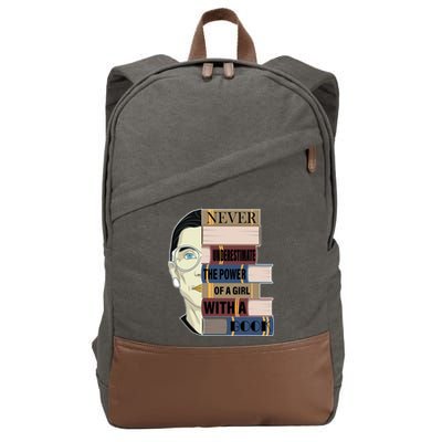 RBG Never Underestimate Power of Girl With Book Cotton Canvas Backpack