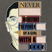 RBG Never Underestimate Power of Girl With Book Cotton Canvas Backpack