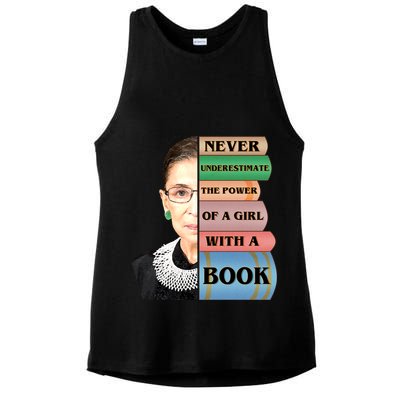 RBG Never Underestimate Ruth Bader Ginsburg Ladies PosiCharge Tri-Blend Wicking Tank