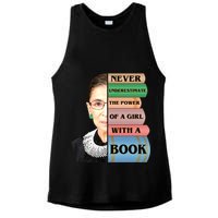 RBG Never Underestimate Ruth Bader Ginsburg Ladies PosiCharge Tri-Blend Wicking Tank