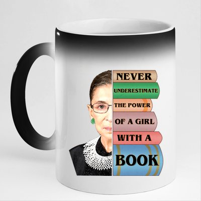 RBG Never Underestimate Ruth Bader Ginsburg 11oz Black Color Changing Mug