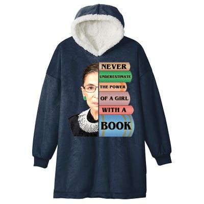 RBG Never Underestimate Ruth Bader Ginsburg Hooded Wearable Blanket