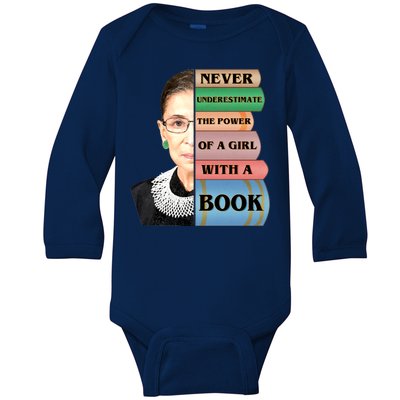 RBG Never Underestimate Ruth Bader Ginsburg Baby Long Sleeve Bodysuit