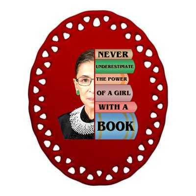 RBG Never Underestimate Ruth Bader Ginsburg Ceramic Oval Ornament