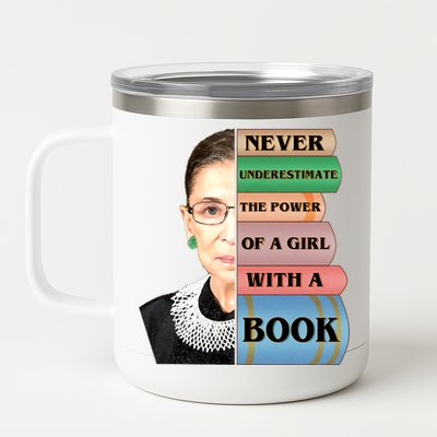 RBG Never Underestimate Ruth Bader Ginsburg 12 oz Stainless Steel Tumbler Cup