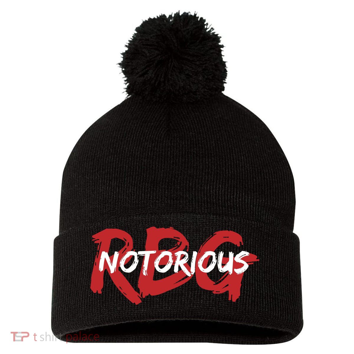 RBG Notorious Logo Ruther Bader Ginsburg  Pom Pom 12in Knit Beanie