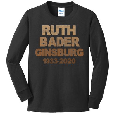 RBG Ruth Bader Ginsburg 1933-2020 Kids Long Sleeve Shirt