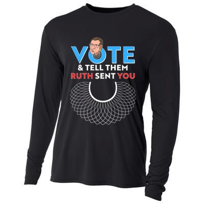 RBG Vote And Tell Them Ruth Sent You RBG Tribute Cooling Performance Long Sleeve Crew