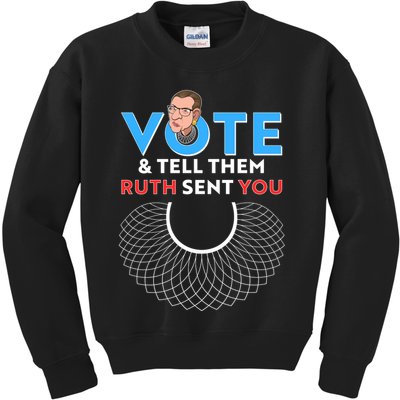 RBG Vote And Tell Them Ruth Sent You RBG Tribute Kids Sweatshirt