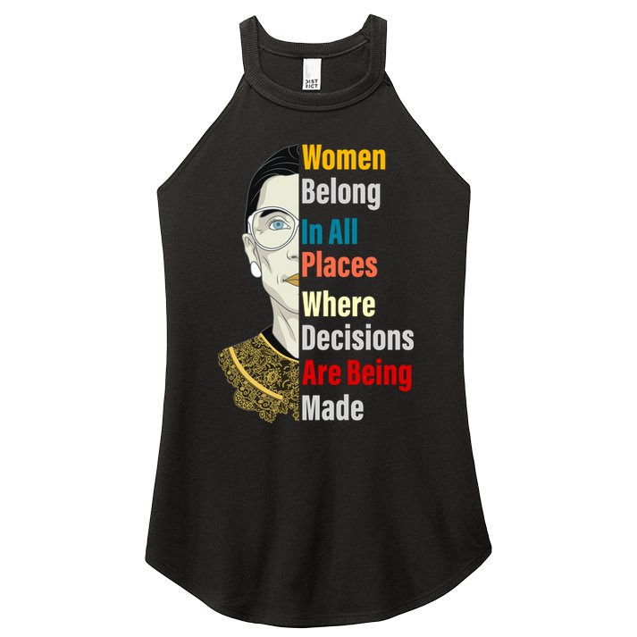 RBG Women Belong In All Places Where Decisions Are Being Made Women's Perfect Tri Rocker Tank