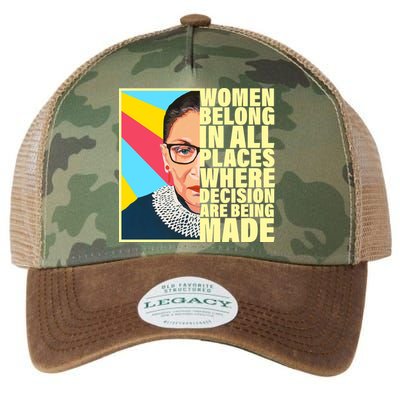 RBG Women Belong In Places Where Decisions Are Being Made Legacy Tie Dye Trucker Hat