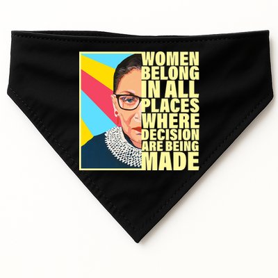 RBG Women Belong In Places Where Decisions Are Being Made USA-Made Doggie Bandana