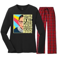 RBG Women Belong In Places Where Decisions Are Being Made Women's Long Sleeve Flannel Pajama Set 