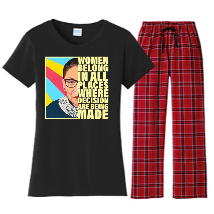 RBG Women Belong In Places Where Decisions Are Being Made Women's Flannel Pajama Set