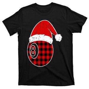 Red Black Green Plaid Christmas Sports Billiard Xmas T-Shirt