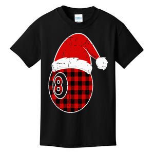 Red Black Green Plaid Christmas Sports Billiard Xmas Kids T-Shirt