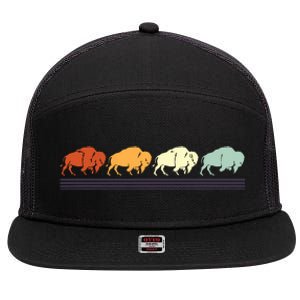 Retro Buffalo Gift 7 Panel Mesh Trucker Snapback Hat